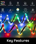 Smart LED Strip Lights RGBIC Neon Color Changing With WiFi App Control And Music Sync, 16.4 feet showing color features