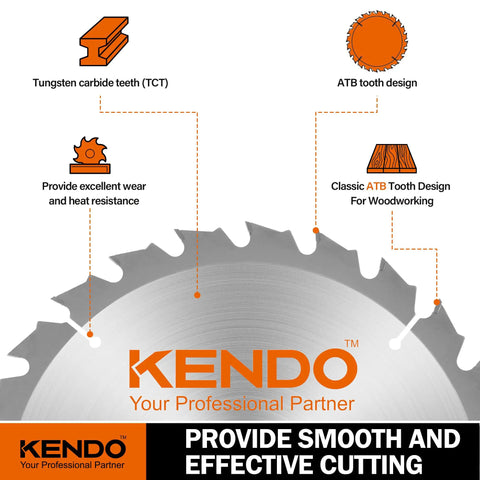 Circular saw blade with tungsten carbide teeth showing ATB design for woodworking, emphasizing smooth and effective cutting.