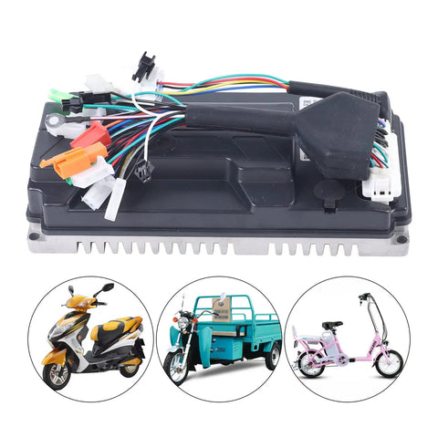 Premium 3000W Sine Wave Controller For Electric Bikes 60V To 72V Brushless Motor Upgrade with multi-color wiring harness.