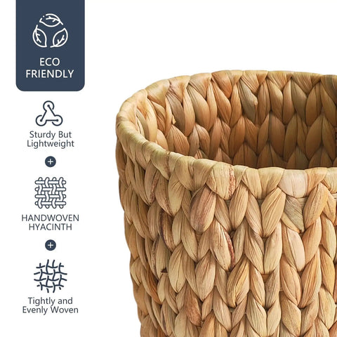 Hella Stylish Water Hyacinth Wicker Trash Can Featuring A Rad Boho Design For Small Bathrooms And Bedrooms Compact Round Waste Bin Ideal For A Chill Home Office Setup