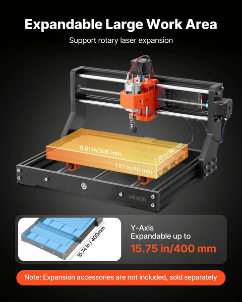 3-Axis CNC Router Machine For Wood And Acrylic Engraving And Milling With A Beefed-Up 60W Spindle, 300 X 180 X 40 mm Working Area