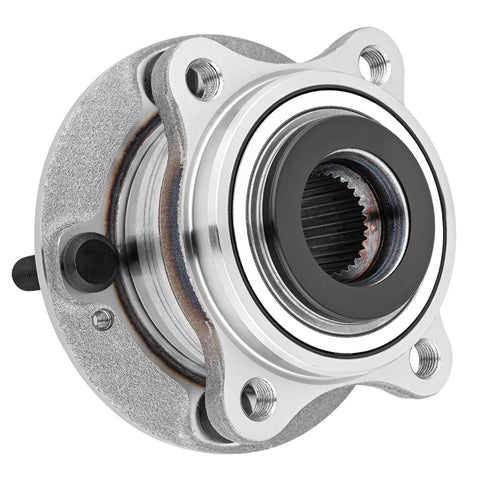 Front view of Wheel Bearing Hub Assembly Set For 2011 Through 2015 Kia Sorento, 2007-2014 Hyundai Santa Fe, 2007-2012 Hyundai Veracruz