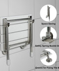 Height Adjustable Folding Shower Seat Wall Mounted With Legs, Fold Down Shower Bench For Inside Shower showing folded position