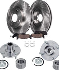 Front Brake Kit For Ford Focus 2008 2009 2010 2011 With Ceramic Brake Pads Premium Disc Rotors Front Wheel Hub Bearing Assembly Hardware Kit 4 Lug With ABS Encoder Replacement