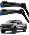 Heavy Duty Dual Rubber Windshield Wipers Rolling Through Storms Smooth As Butter For Chevy Silverado 1500 2500 3500 Hd Gmc Sierra Models 22 And 22 Inch displayed with pickup truck.