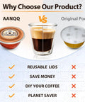 Reusable Silicone Lids For Nespresso Vertuo Pods 3 Pack Universal Fit Food Grade Caps With Coffee Comparison Graphic