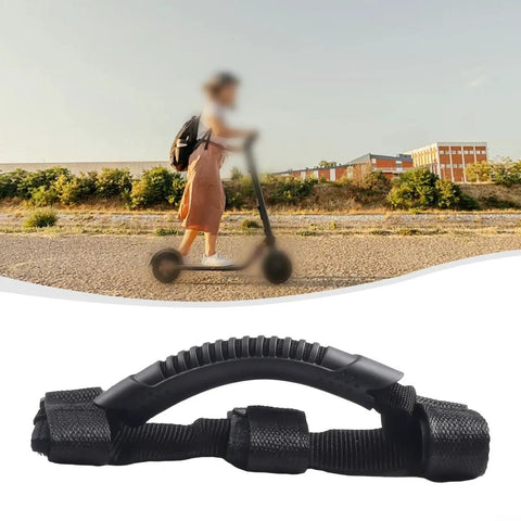 Electric Scooter Hand Carry Straps For M365 Lightweight Canvas Belt And Strap Set displayed on pavement with blurred rider