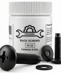 Heavy Duty Rack Screws 10-32 with Nylon Washers Set Built Tough Carbon Steel 50 Pack for Equipment Racks Enclosures Cabinets