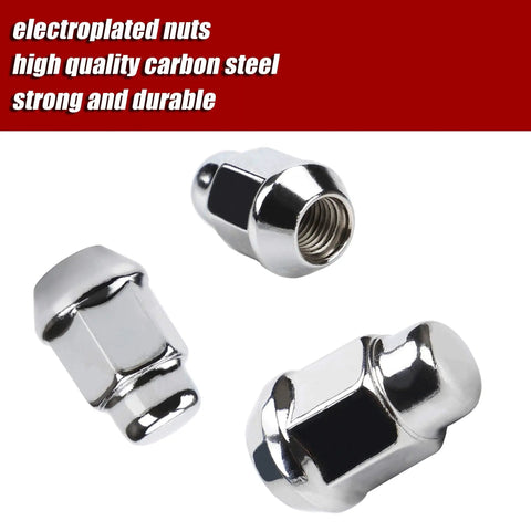 Chrome Bulge Acorn Lug Nuts Set M12x1.5 Thread 60 Degree Conical Seat 3/4 Inch Hex 1.4 Inch Long 20-Piece Wheel Lug Nut Kit