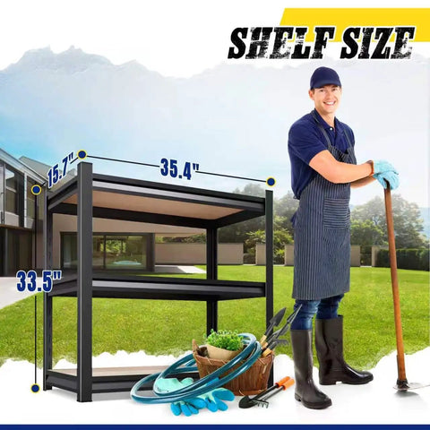 Four Pack Heavy Duty Metal Garage Shelving Unit With Three Tier Adjustable Steel Shelves Tool Free Assembly Powder Coated Black Finish