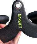 Solid Steel Lat Pull Down Bar Attachment For Cable Machines, close-up of ergonomic grip with logo detail