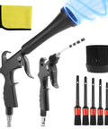 Tornado Car Cleaning Gun Air Blow Tool For Compressor Pneumatic System with brushes, nozzle, adapter, and cloth