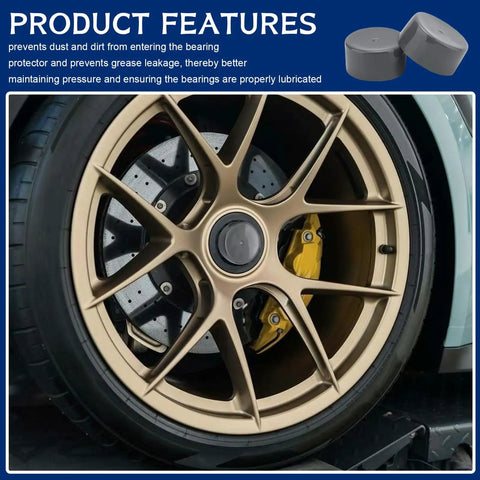 4 Pack 1.98 Inch Trailer Bearing Caps Grey Rubber Hub Dust Covers For Boat Trailer Wheels on a car wheel