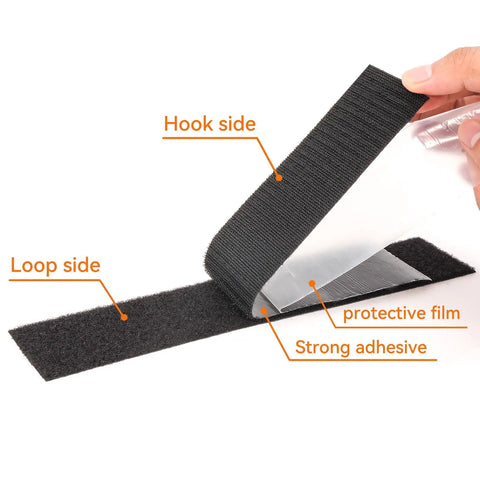 Heavy Duty Hook And Loop Tape 6.5 Ft Long By 1.5 In Wide Self Adhesive Double Sided Strips Strong Sticky Back Fastener, hook and loop sides