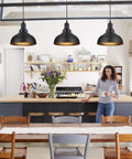 Kitchen with Dope Industrial Black Pendant Lights Two Pack Farmhouse Hanging Lamps With Metal Shade Black Interior Ceiling Fixtures