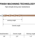 Diagram of Fifteen Piece One Eighth Inch Cobalt Drill Bit Set M35 High Speed Steel Twist Drill Bits For Hardened Metal dimensions
