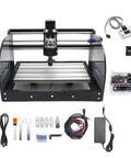 3 Axis Desktop CNC Router Kit For Wood PCB PVC Milling And Engraving With Offline Controller No Computer Needed GRBL Control USB Interface Mini DIY Engraver Machine For Beginners displayed with accessories and components