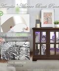 32 Inch Glass Liquor Cabinet With Seven Color LED Lights Smartphone Control Mirrored Display Panel Adjustable Shelves