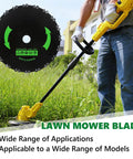 Heavy Duty 9 Inch Carbide Tipped Blades Set For Brush Cutter Trimmer Weed Eater Includes 9 Inch 36 Teeth Carbide Blade 9 Inch 20 Tooth Round Chainsaw Style Brush Blades And 10 Inch 3 Tooth Carbon Blades With Universal Adapter Kit shown in use.