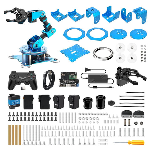 Amazon 6DOF full-metal robotic arm kit with wireless controller for Arduino/PC, blue modular parts