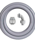 Half Inch 10 Ft Non Metallic Liquid Tight Flexible Conduit Kit With Straight And 90 Degree Angle Fittings For Electrical Wiring