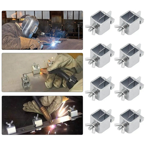 Durable 8-Piece Steel Welding Clamps To Align Car Truck Door Skin Panels With Rustproof Locks For Cracks And Bodywork Fixes That Rock in use during welding.