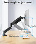 Full Motion Desk Mount For One Monitor Up To 32 Inches, Height Adjustable Arm With Clamp Or Grommet Base, VESA 75x75/100x100 Compatible