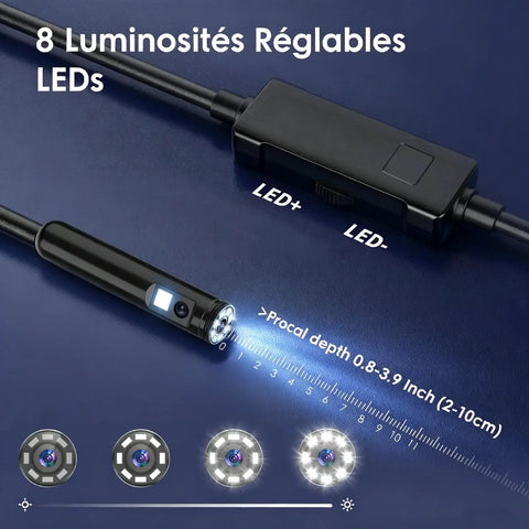 Endoscope Camera With Light For DIYers And Home Pros Pro Grade 1920P HD Inspection with 8 adjustable LEDs and 2-10cm depth