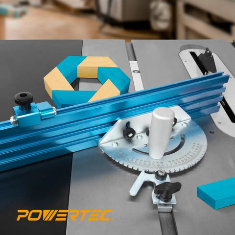 Table Saw Miter Gauge System With 27 Angle Stops 3/4 By 3/8 T-Slotted Miter Bar And 24 By 3 Inch Pro Grade Multi T-Track Fence