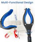 Close-up of Two Pack 36 Inch Grabber Reacher Tool for Seniors with anti-slip 90 degree rotating jaw, wide claw, and magnet holding keys.