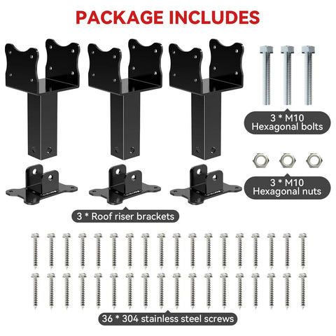 Heavy Duty Pergola Roof Riser Brackets Kit Adjustable Angle 304 Stainless Steel Weatherproof Black Powder Coat For Patio Cover Gazebo Roof Support Beefy Beam Brackets Easy Mount