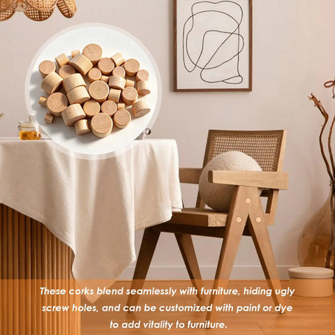 150 Piece Hardwood Hole Plugs For Fast Furniture Makeovers And Paint Ready Surfaces That Fit Like A Glove To Deliver A Totally Legit Smooth Flush Finish On Any Weekend Warrior Project displayed on a table.