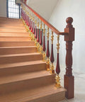 Premium Aluminum Stair Baluster Spindle Kit Adjustable Angle Solid Floor Mount, 950 mm tall balusters on wooden staircase.