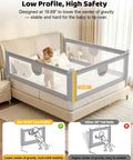 Child standing beside 3 Piece Queen Size Toddler Bed Rails With Pocket And 360 Wraparound Protection Kidproof Lock for safer sleep.