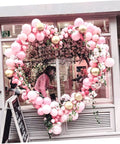 LABRIMP balloon stand kit: heart-shaped pastel pink balloon arch with gold balloons for wedding decor