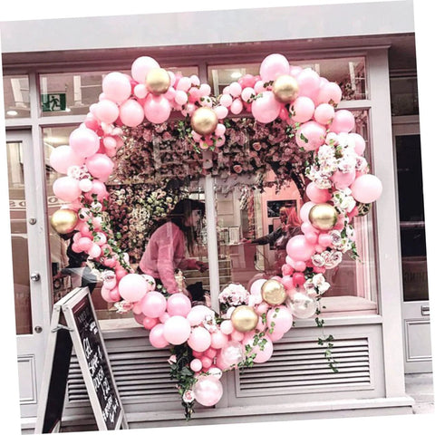 LABRIMP balloon stand kit: heart-shaped pastel pink balloon arch with gold balloons for wedding decor