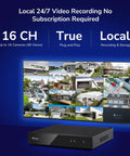 Wireless Triple Lens 2K Security Camera System All In One Outdoor screen with 16-channel NVR display