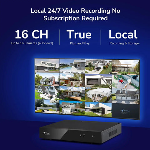 Wireless Triple Lens 2K Security Camera System All In One Outdoor screen with 16-channel NVR display