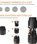 Heavy Duty 45 Lbs Patio Umbrella Base Pre Filled Concrete Stand For 6 To 12 Ft Market Umbrellas adapters and tube cap details