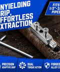 Heavy Duty Screw Extractor Kit For 1/2 And 3/4 Inch Valves Pipes Fits Broken Bolts Stripped Threads Silver Alloy Steel Made Plumbing Fix It Yourself Tool Set, on rusted pipe