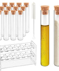Twelve 30ml Glass Test Tubes With Cork Stopper, 20x150mm Storage Tubes, Twelve Hole Acrylic Rack, Plant Propagation Vase, Lab Kit