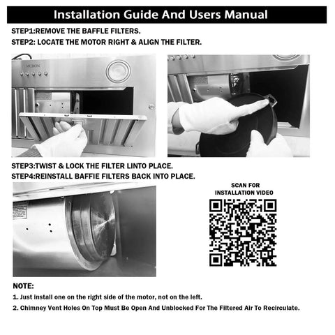 Installation guide for Must Have Charcoal Filter For Ventless Ductless Range Hood With Odor Absorption And Smoke Removal Easy
