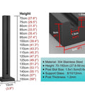 Boss Grade 304 Stainless Steel Railing Kit Square Mid Post For Glass Panels On Decks And Porches For Balconies Hella Rust Resistant dimensions chart
