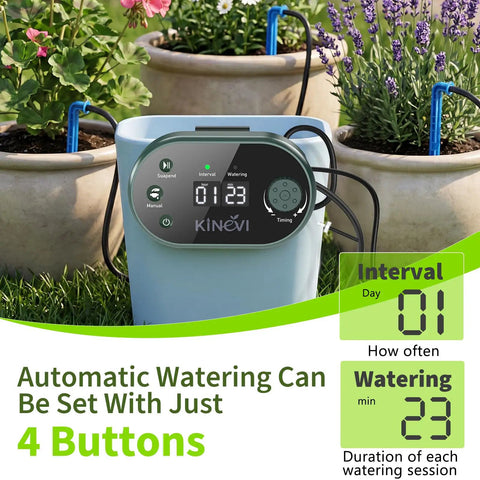 Solar Powered Drip Irrigation Kit For Up To 30 Pots With 8W Solar Power, Auto Watering, 22 Timing Modes, HD LED Display, AntiSiphon, IPX5 Water Resistant, Perfect For Outdoor Garden, Balcony Or Greenhouse