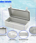 Small Electrical Junction Box With Cover Waterproof Outdoor Hinged Plastic Clip showing open lid and interior features