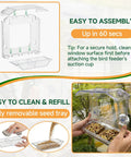 Window Bird Feeder With 4 Ultra Strong Suction Cups, Clear Dual Seed Tray, Easy To Install And Clean, View Wild Birds From Inside