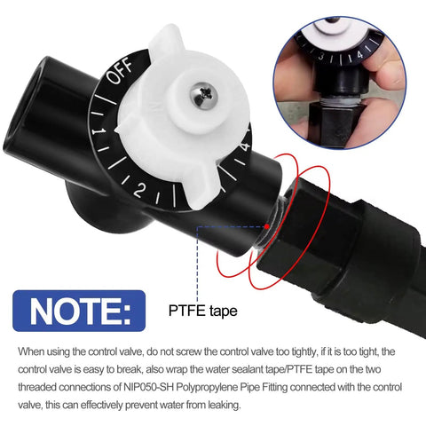 R172086 Half Inch Pool Control Valve For Chlorine Feeders Easy Install Replacement Plug And Play For Pool And Spa Chlorinator Systems Compatible With Rainbow Automatic Feeder Models 320 322 300 29X black valve with PTFE tape note