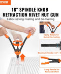 16 Inch Spindle Knob Retraction Rivet Nut Gun designed for easy labor-saving riveting and de-riveting tasks.