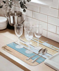 Wood Grain Blue Beige Dish Drying Mats 2 Pack For Kitchen Counter 18x24 Inches Vintage Farm Microfiber