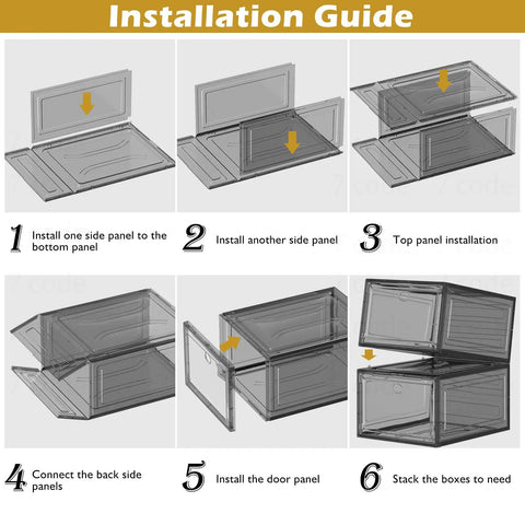 Installation guide for Thick And Sturdy Clear Shoe Storage Organizer With Magnetic Door Built To Last Space Saving Stackable Plastic Shoe Boxes